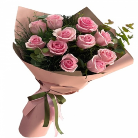  Kemer Flowers Elegant Bouquet of 11 Pink Roses