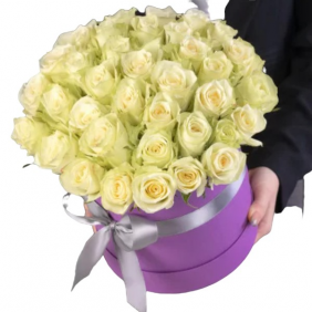  Kemer Flowers Order 25 White Roses in Box