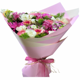  Kemer Flowers Delivery Şık Pembe Beyaz Buket