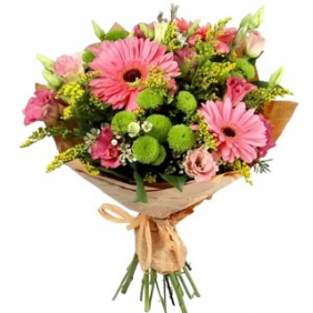  Kemer Florist Gerbera Lisyantus Chrysanthemum Bouquet