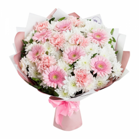 Kemer Florist Daisy Gerbera Carnation Pink White Elegant Bouquet