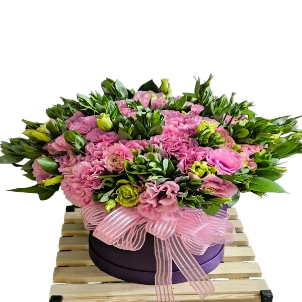 Kemer Blumenbestellung 35 rosa Lisianthus in lila Box