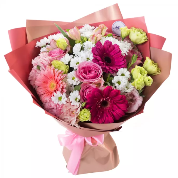 Kemer Florist Pink Rose Chrysanthemum Gerbera Lisianthus Bouquet