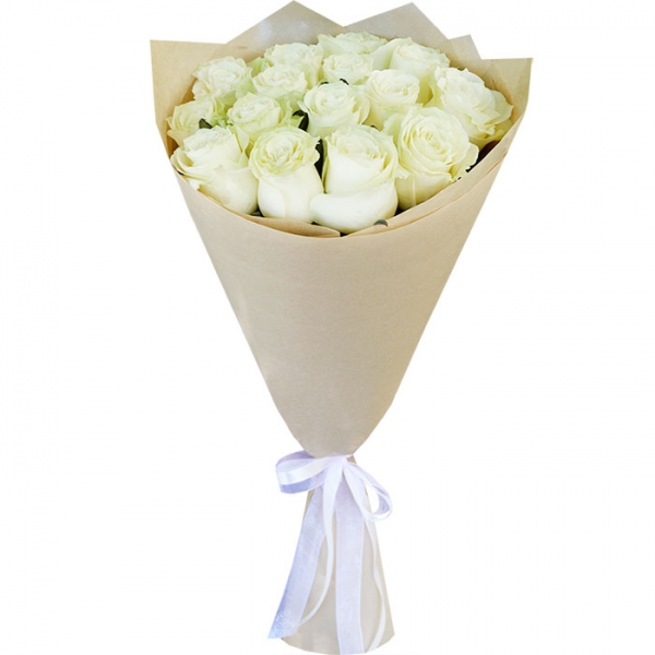  Kemer Florist Bouquet of 15 Imported White Roses