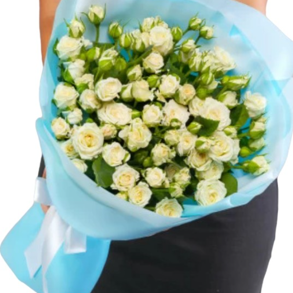 Kemer Florist Bouquet of 17 Mini White Roses