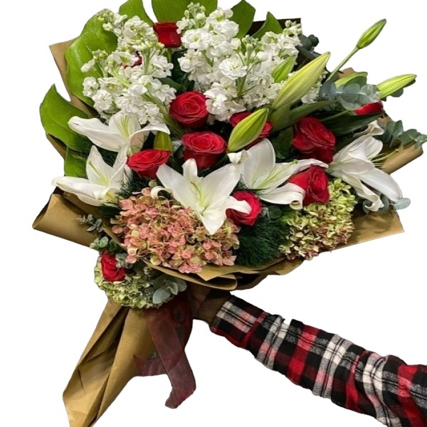  Kemer Flowers Delivery Elegant Rose Wallflower Lilium Hydrangea Bouquet