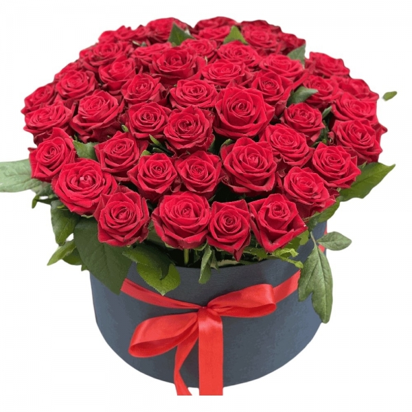  Kemer Florist 51 Red Roses in Black Cylinder Box